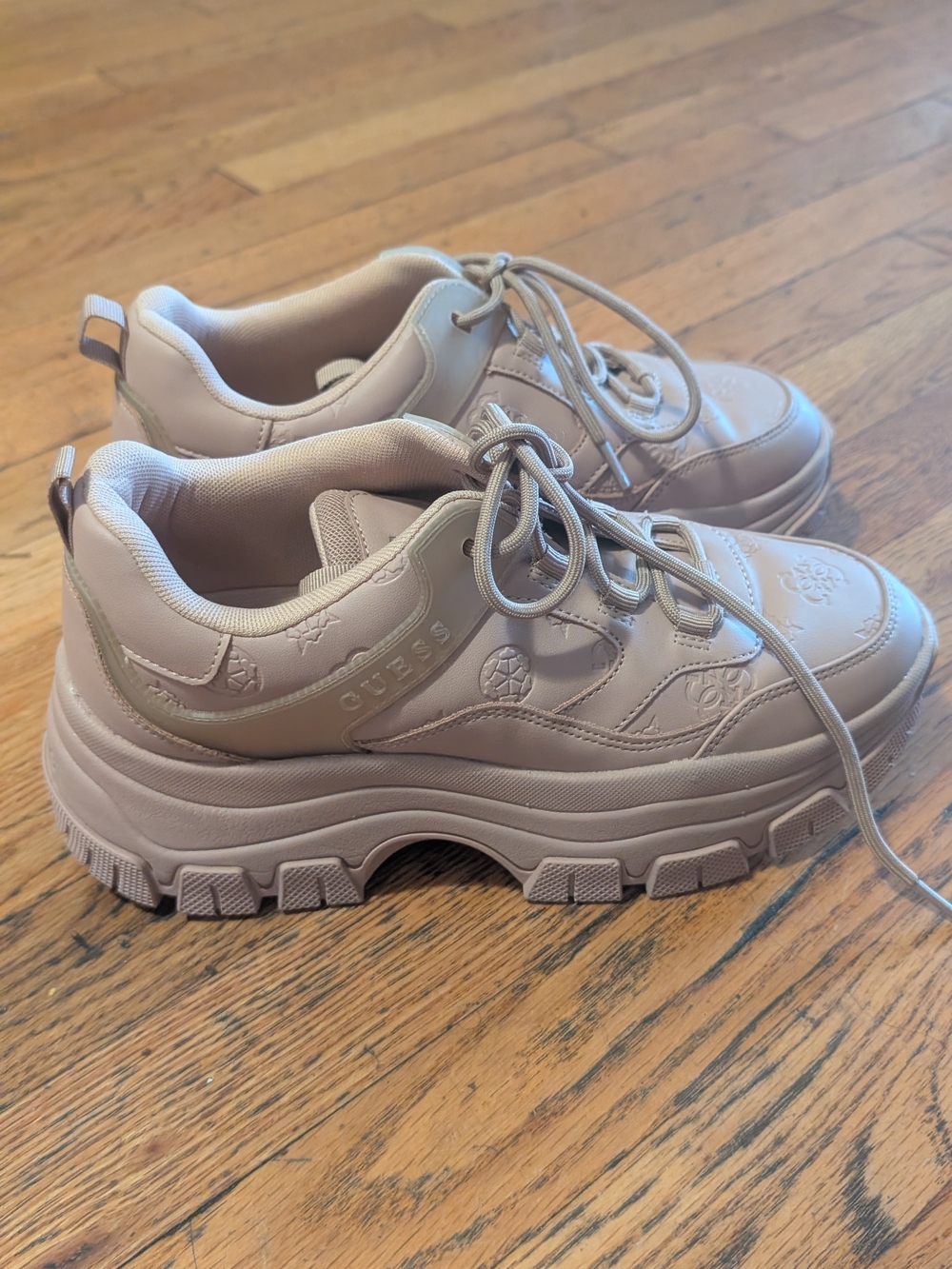 Guess Platform Lace-Up Sneakers in Blush Pink